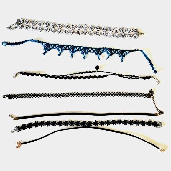 jewelry Jewelry - 7 chokers, black, knit, beaded and more